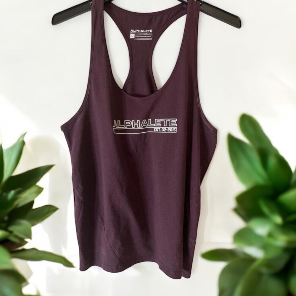 Alphalete Racerback Athletic Tank Top Fitted Burgundy Sz L‎